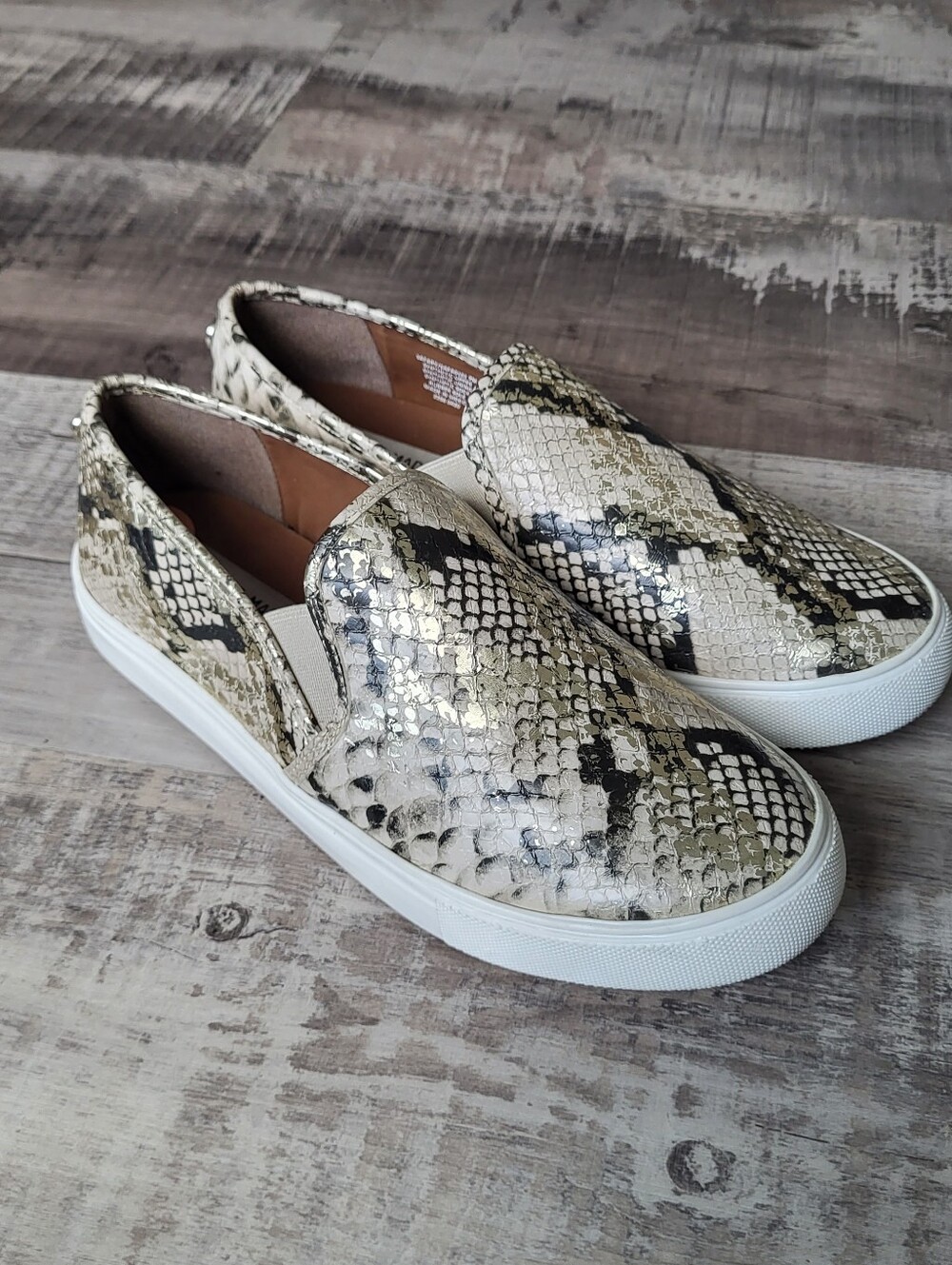 Steve Madden SAFARY Snake print Metallic Slip On Shoes Women’s Size 7